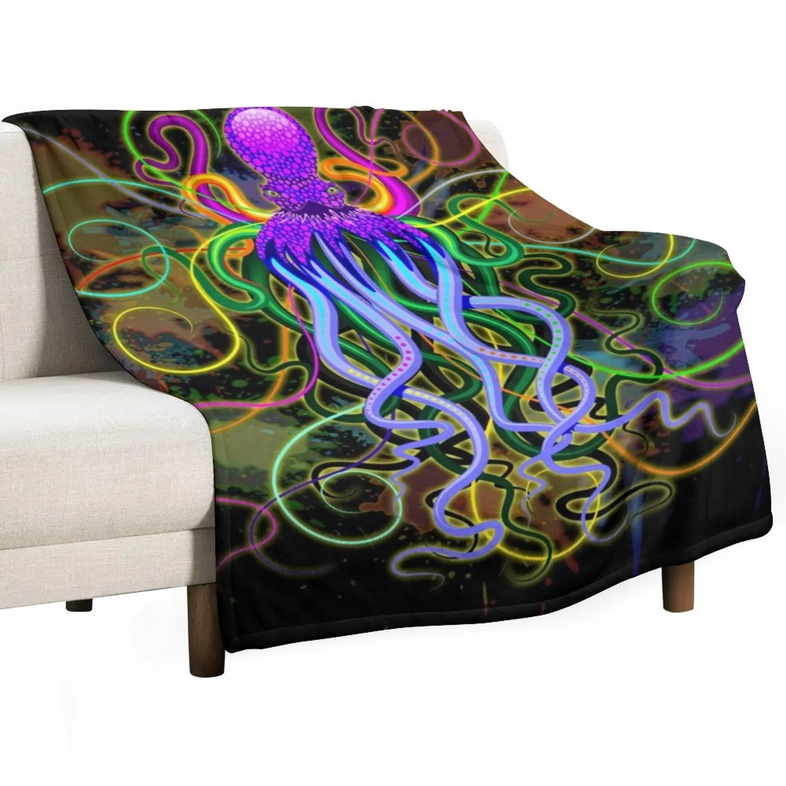 Octopus Psychedelic Luminescence Throw Blanket warm for winter for sofa Decorative Sofa Blankets