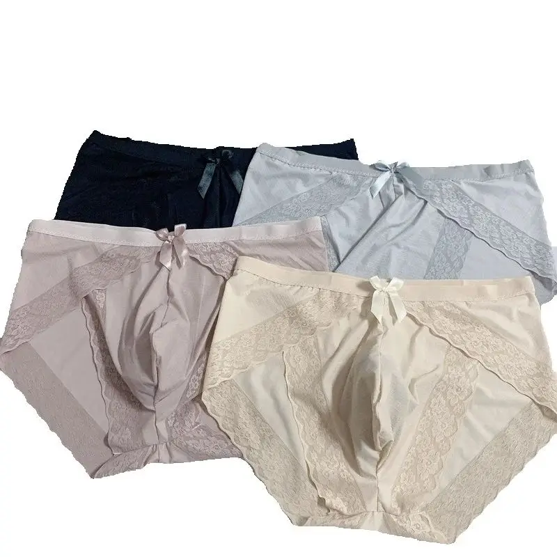 

Sexy Men Sissy Briefs Seamless Breathable Lace U Convex Underwear Plus Size Transvestit Crossdressing See Through Lingerie