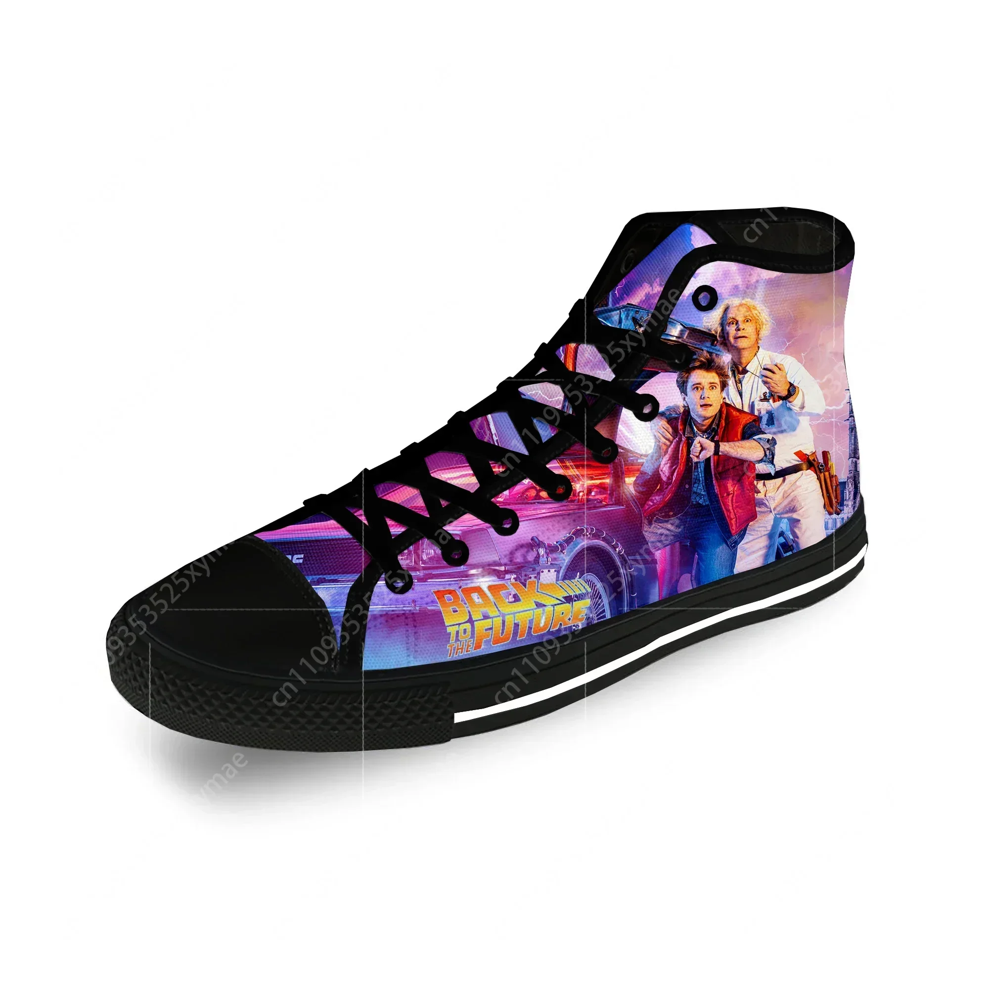 Movie Back To The Future Funny Casual Cloth Fashion 3D Print High Top Canvas Shoes Men Women Lightweight Breathable Sneakers view 3