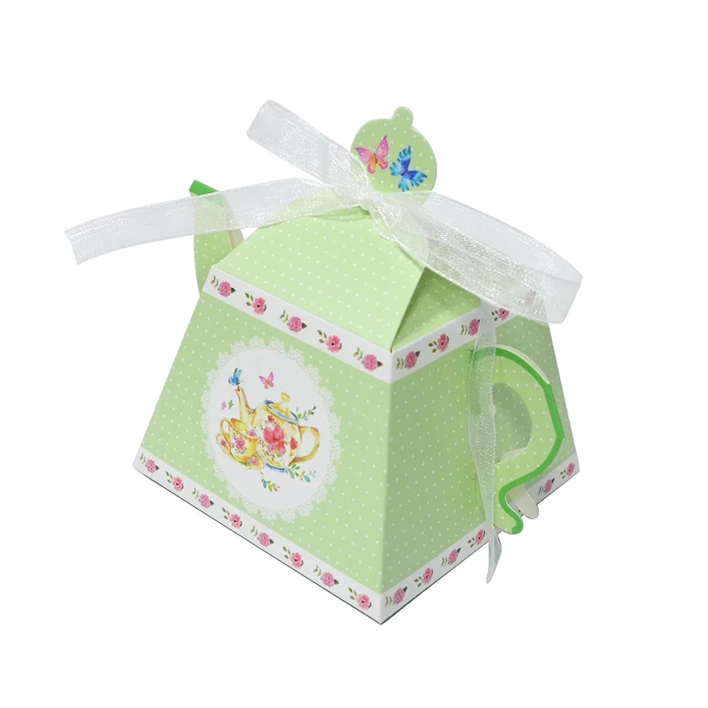 12/24Pcs Retro Teekanne Form Papier Candy Box Blume Hochzeit Gunsten Geschenk Verpackung Boxen Mit Band Weihnachten Geburtstag party Decor – Detail 6