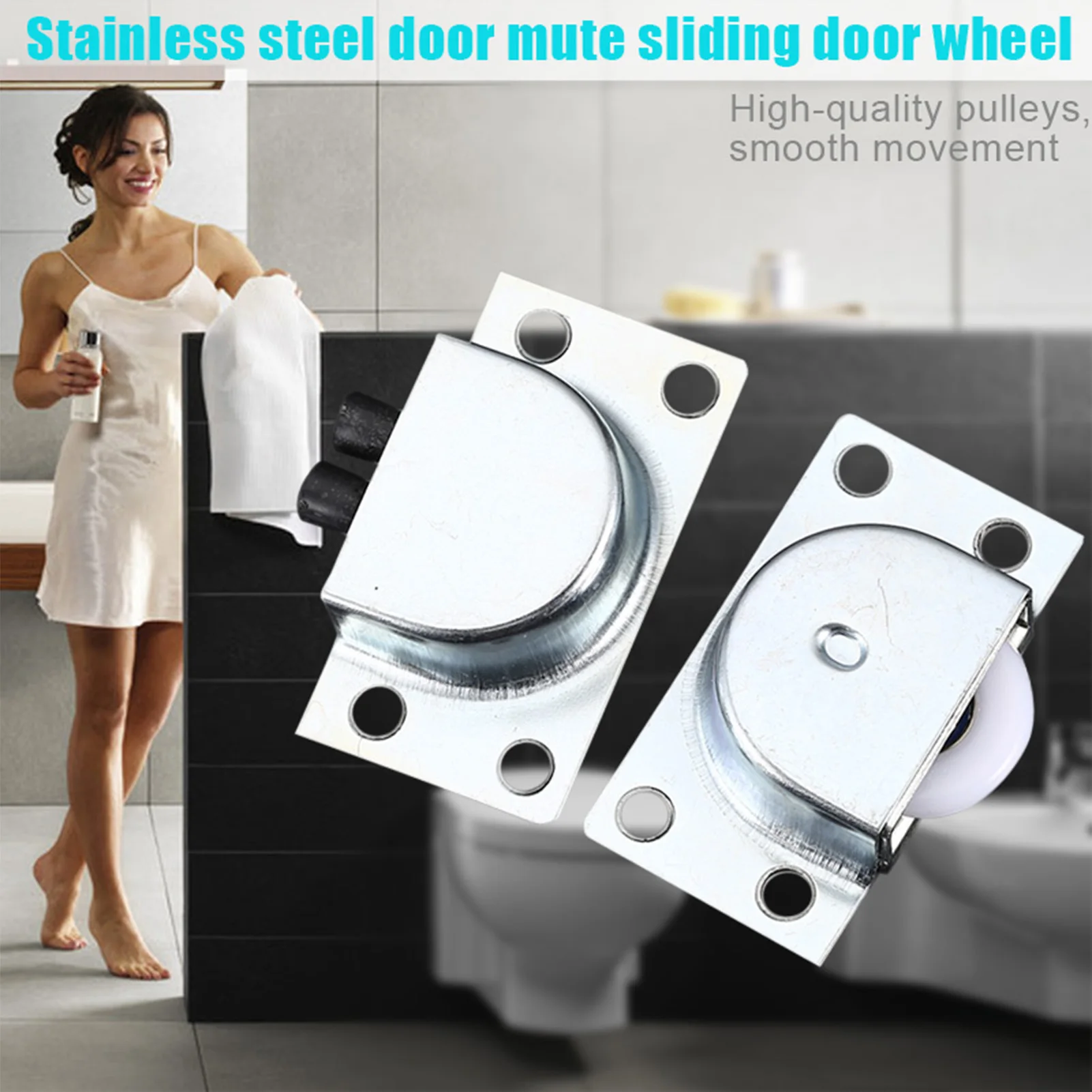 1 Pair Sliding Door Wheels Easy Installation Sliding Door Wheels for Furniture Cabinet Accessories