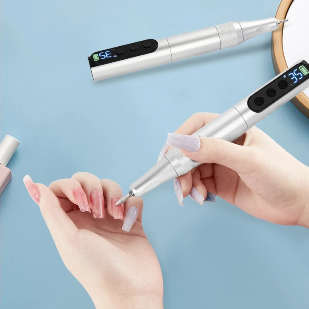 Portable Professional Nail Drill Machine 35000 RPM Rechargeable Electric Nail Drill for Acrylic Gel Polishing Salon Tool