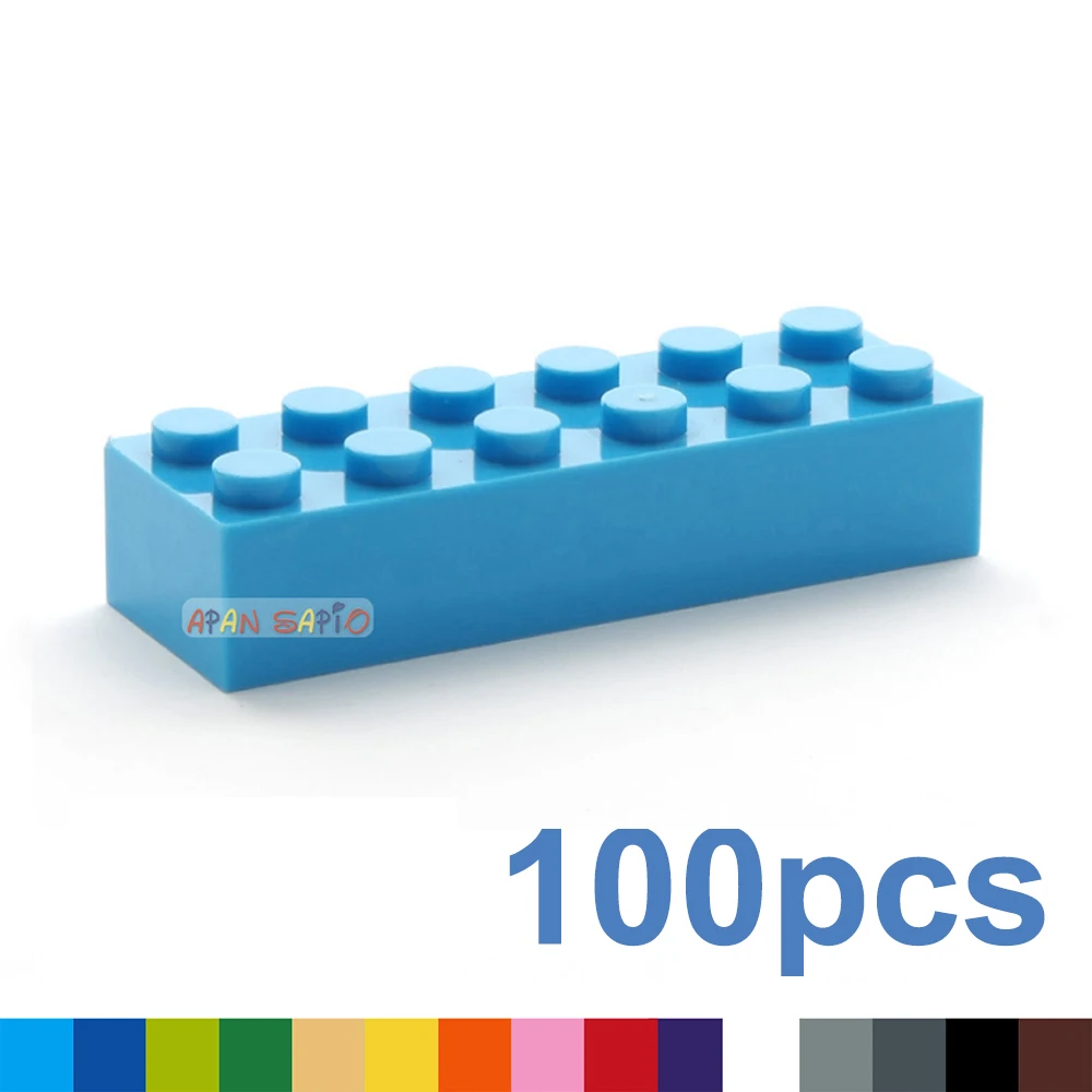 

100 шт. 2x6 Точка DIY строительные блоки толстые цифры блоки, Детские кубики, развивающие творческие Размеры совместим с 2456 пластиковые игрушки для детей