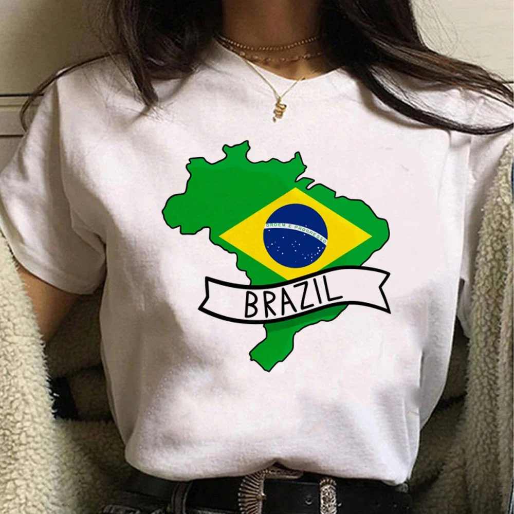 Brazil Flag t-shirts women Japanese harajuku comic Tee girl manga harajuku y2k clothes