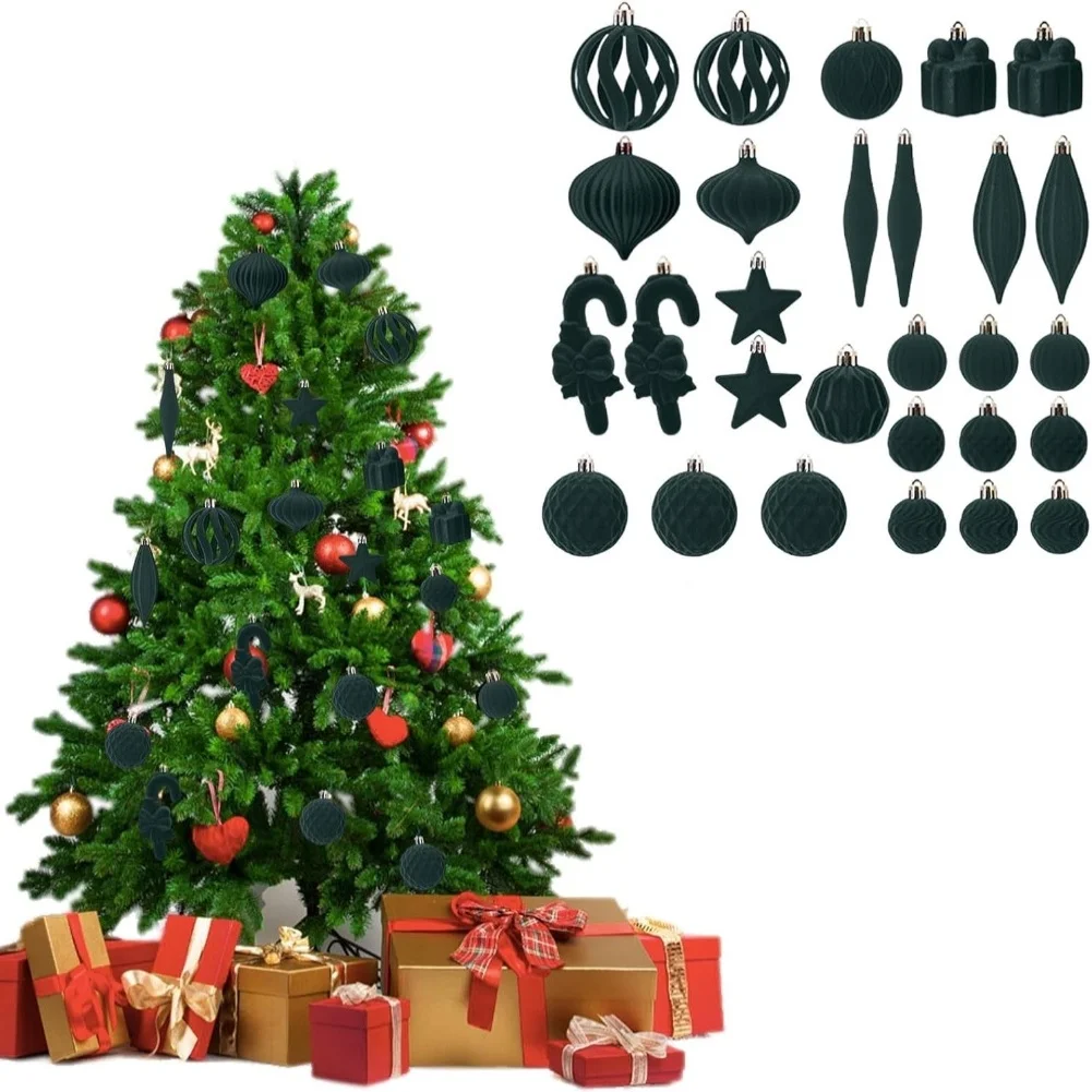 

Набор бархатных рождественских украшений - 28 шт. Праздничный декор для праздника Cheer Santa Tree Ornaments Домашние рождественские украшения