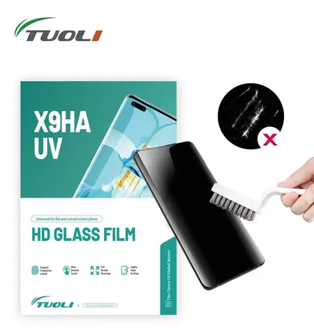Tuoli x9ha 50 peças uv hd nova folha de filme de vidro macio transparente adesivo curvo para máquina de corte protetor de tela de hidrogel tl168