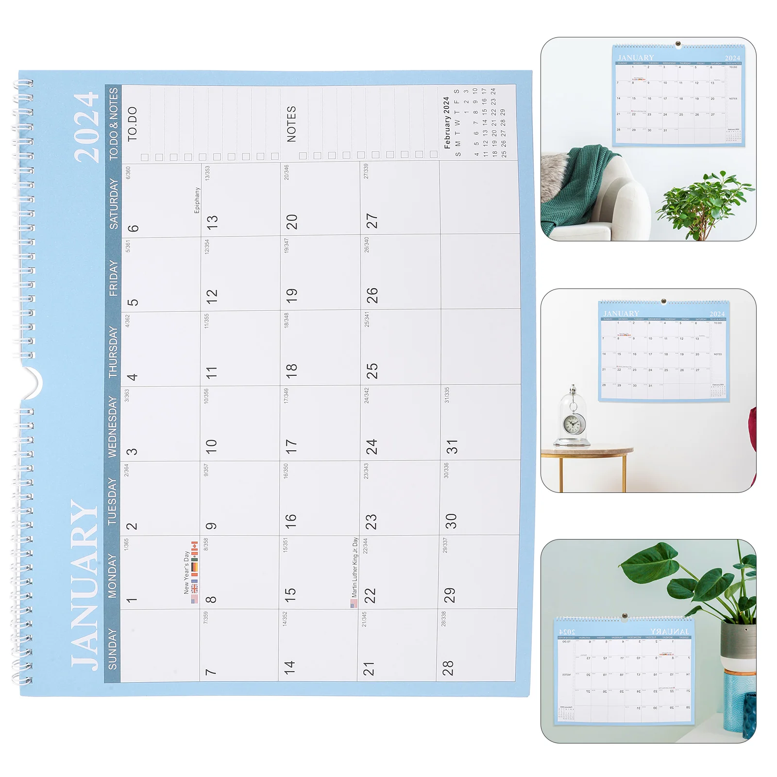 

Calendar 2025 English Monthly for Home 2023-2024 Blue Daily Use Office Wall Large Dating