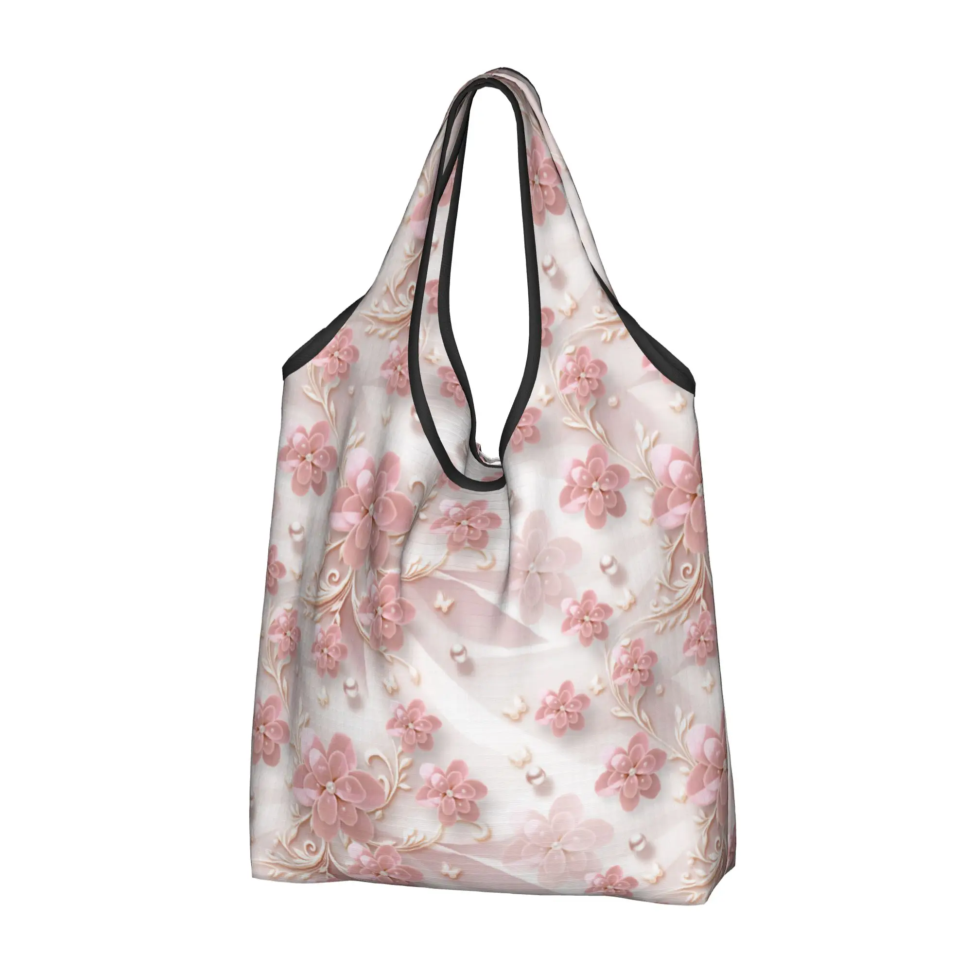 Fashion Printing Fashion Trend 3D Flowers Tote Shopping Bags Portable Shoulder Shopper Luxury High 3D Floral Handbag