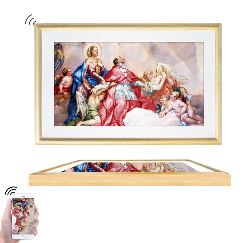 

NFT Art Frame Wifi Smart Lcd Display Picture Video Playback Digital Photo Frame 21.5" 22" 32" 43" 55" Hd Black Wooden Frame