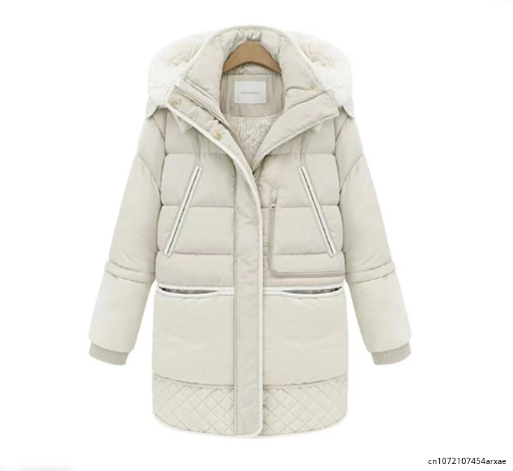 Nuovo 2024 Parka donna giacca invernale cotone spesso con cappuccio cappotti caldi Parka femminile fodera imbottita cappotti femminili Chic Slim