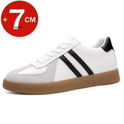 Luxury Brand Cow Leather Lift Sneakers Men Elevator Shoes Height Increasing Shoes for Man Insoles 7CM Hidden Heels Casual Sports