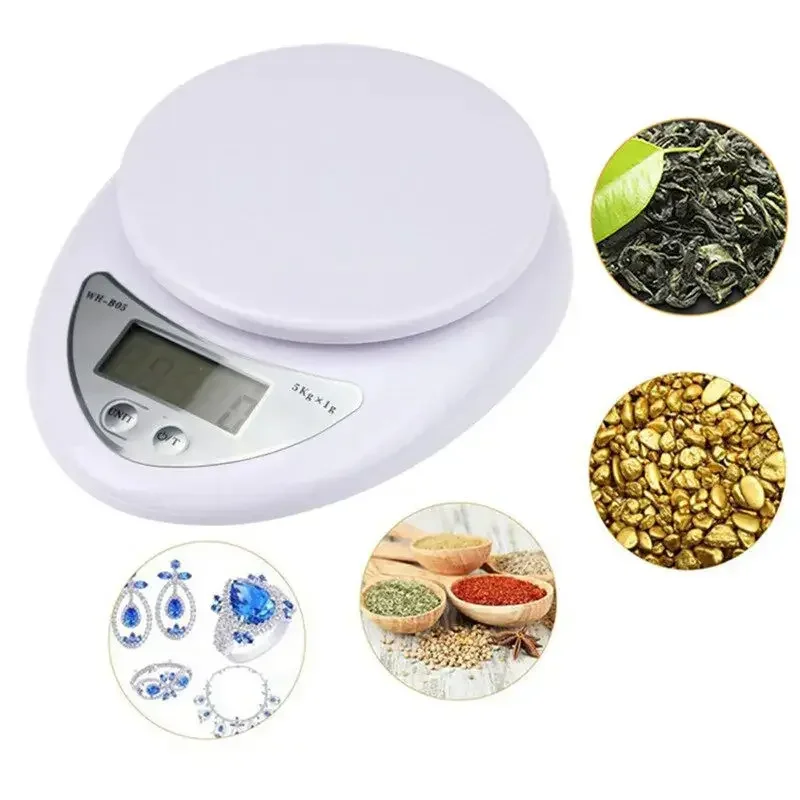 Mini Digital Kitchen Scale High Precision 5kg/1g Electronic Food Scale for Baking Cooking Ingredients Weighing with LCD Display