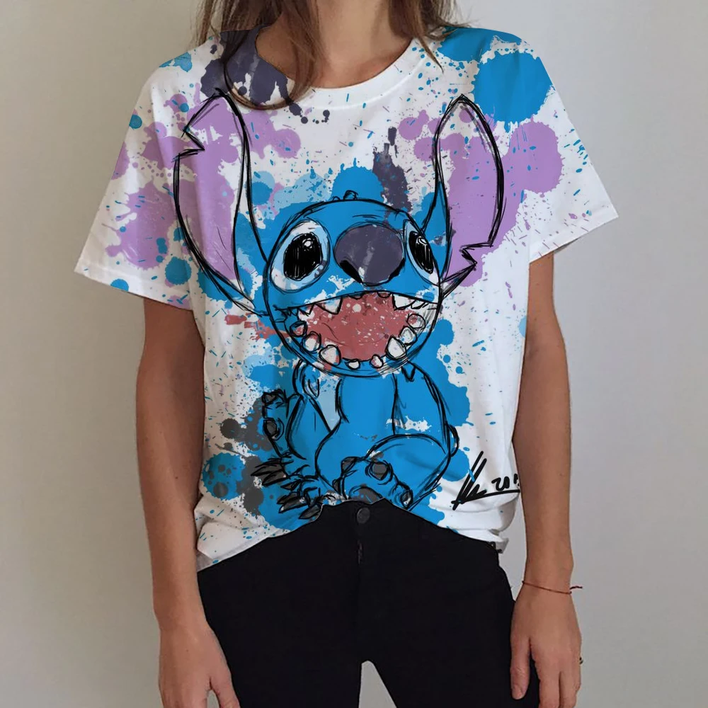 

Милая женская футболка с рисунком Лило Стич, кавайная футболка с короткими рукавами и графическим рисунком, лето 2021, уличная одежда с принтом Y2k, топы