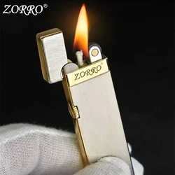 ZORRO Metal Thin Strip Grinding Wheel Kerosene Lighter Exquisite Mini Portable Pure Copper Windproof Lighter Men's Smoking Gift