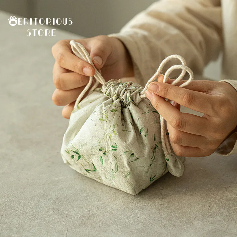 المنسوجة القطن الشاي دافئ حفل الشاي حقيبة الخيزران إبريق الشاي غلاية حقيبة السفر كوب غطاء وعاء حقيبة التخزين في الهواء الطلق حفل الشاي اكسسوارات #2