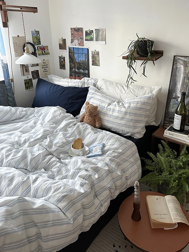 

Простой однотонный хлопковый пододеяльник из чистого гребенного хлопка с цветочным принтом, на одну персону, от бренда "By the Ear"