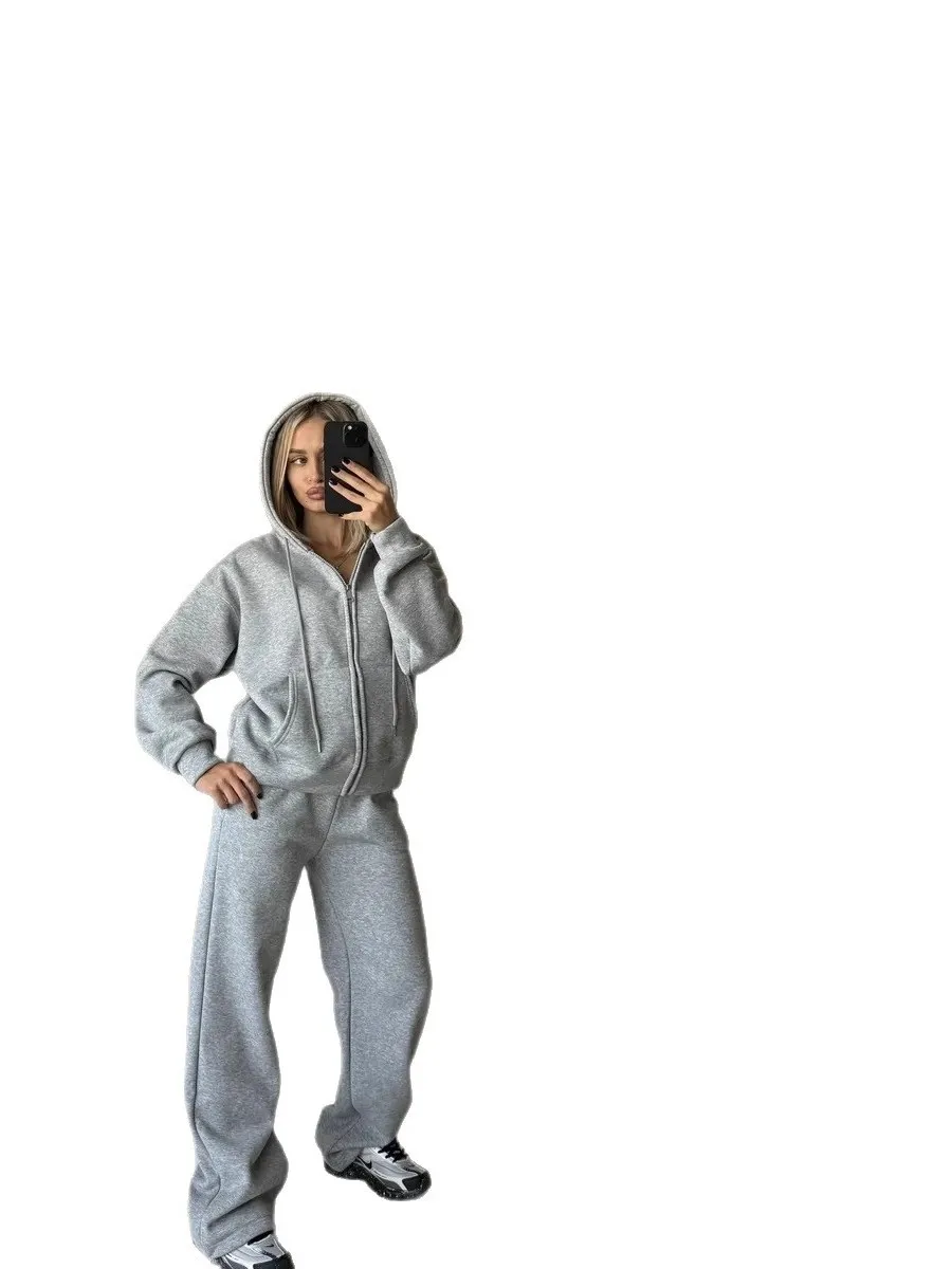 Fashionable Sporty Sweatshirt Wide Leg Pants Women's Autumn Winter New Arrival Casual Comfortable Hanfu Clothing Set