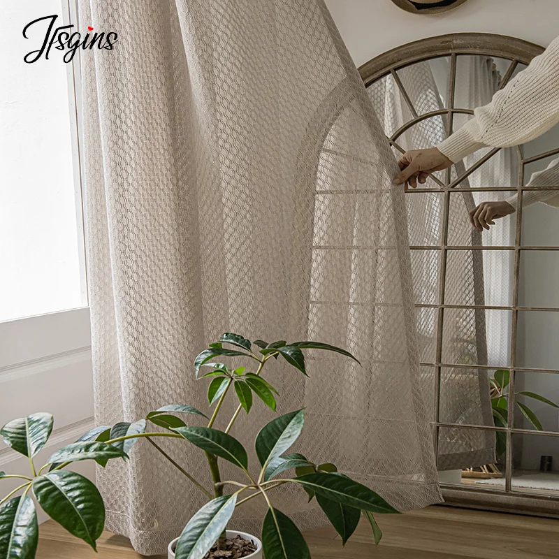 Modern Geometric Tulle Curtains for Bedroom Living Room Hall Blinds Curtain for Balcony Windows Drapes Treatment Tende Shading