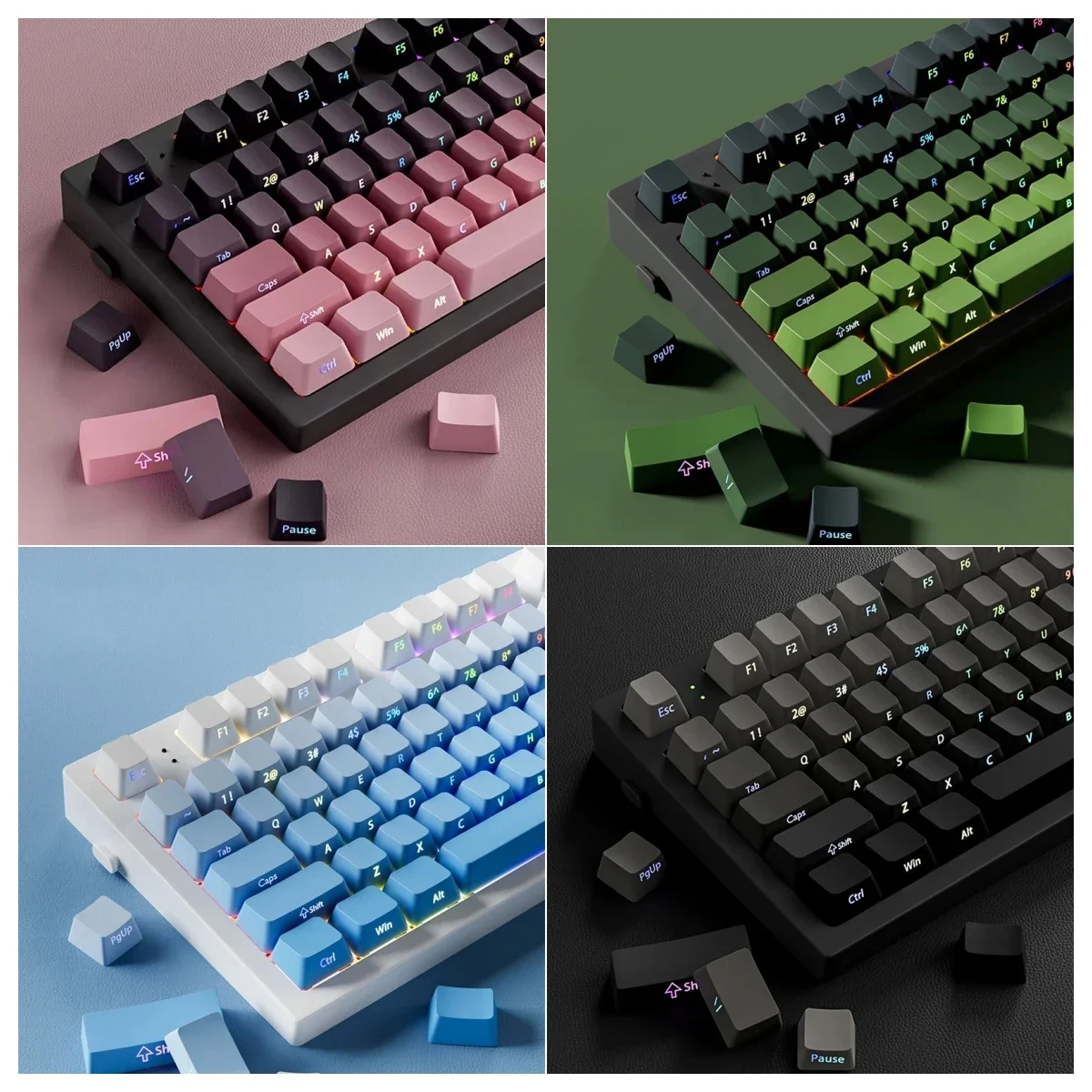 2026 Gradient Keycaps Set Double Shot Side Print Shine Through Backlit OEM PBT Keycaps For MX Switch Gaming Keyboard Mechanical
