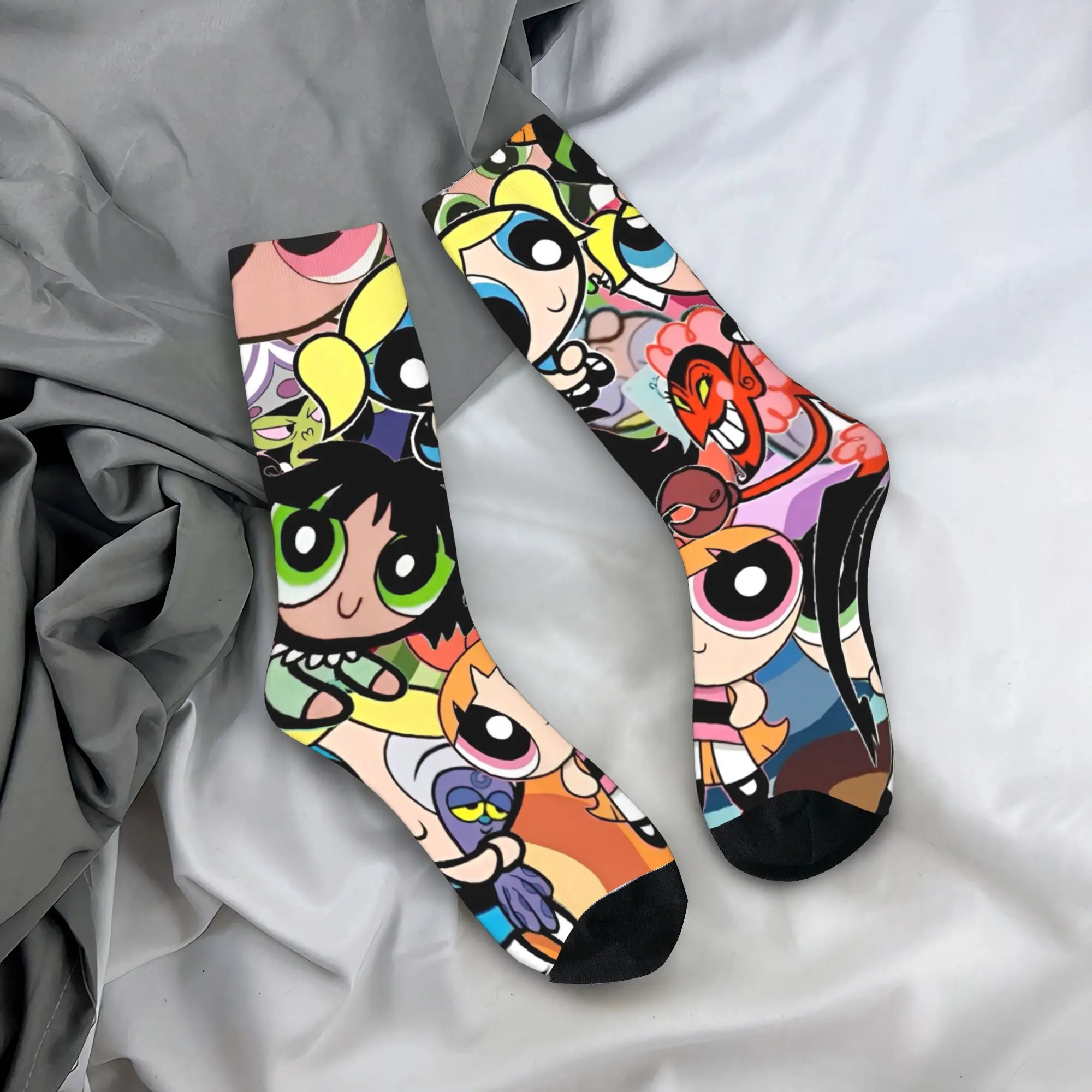 Powerpuffs Girls Socks  Anti Slip Stockings Adults Men Breathable Climbing Socks Autumn Korean Printed Socks