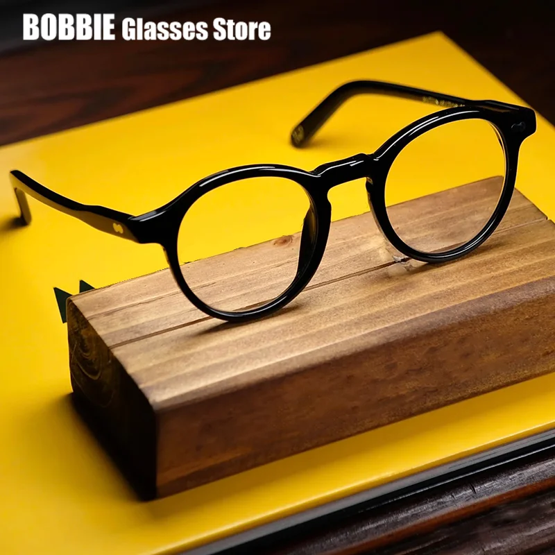 Japanese Handmade Glasses USA Style Eyeglass Frames MILTZEN Round Frame Glass Retro Acetate Men Women Myopia Presbyopia Lenses