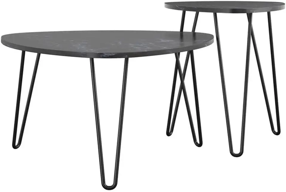 Athena Nesting Tables, Black Faux Marble