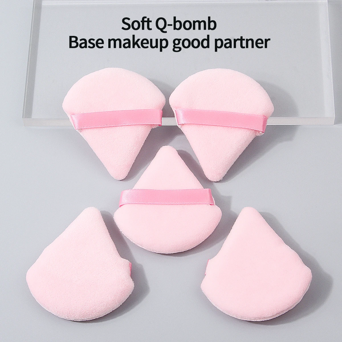 5PCS Best-selling Pink Triangular Powder Puff, a Dry and Wet Dual-Purpose Facial Makeup Tool That Doesn't Stick Powder