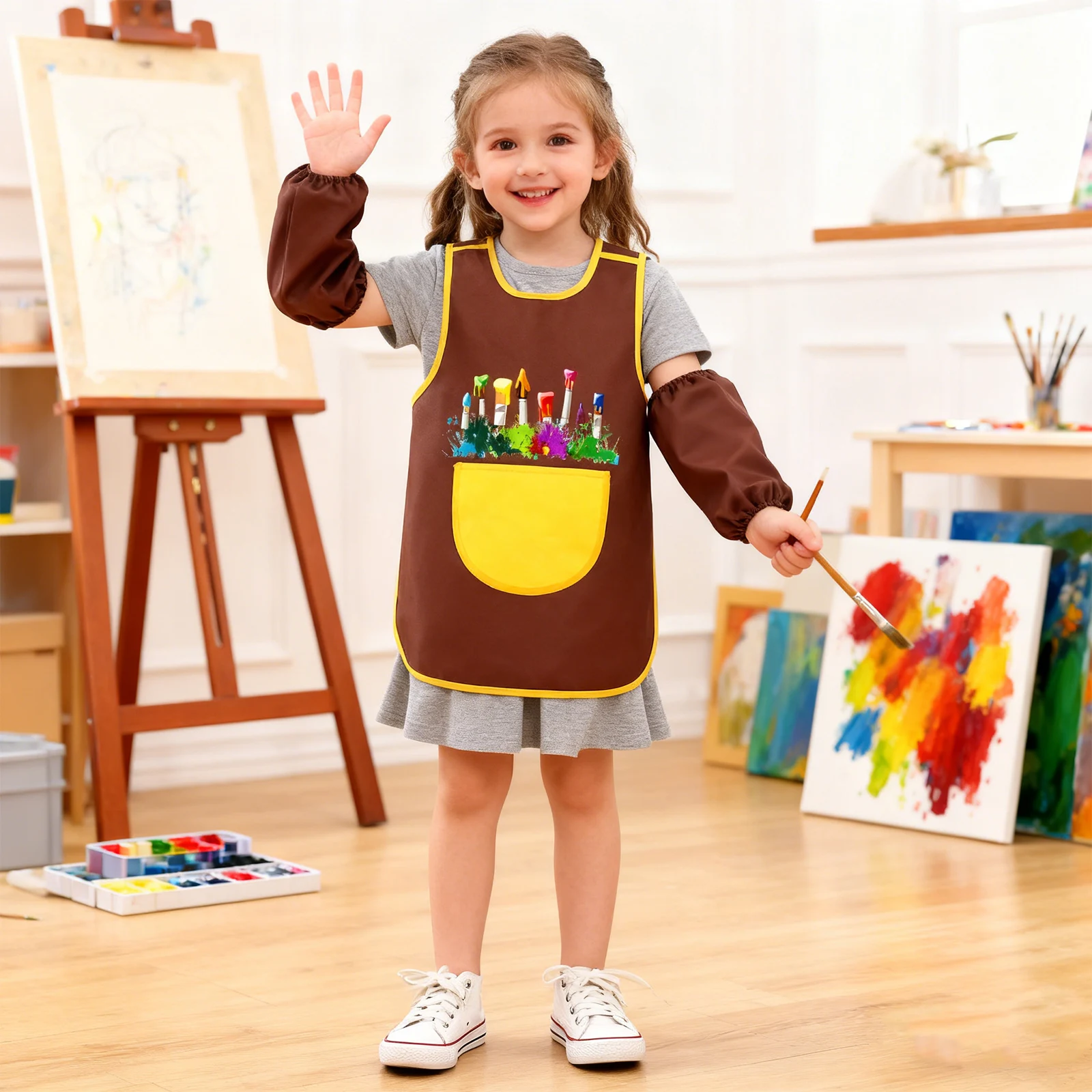 Tablier de peinture imperméable sans manches pour enfants, pull-over avec manches pour peintre, Cosplay, dessin, support de cuisine