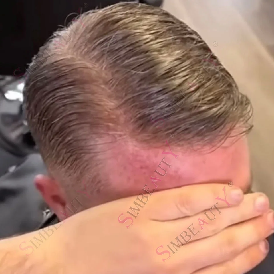 

0,02 мм, самая тонкая кожа, естественная линия роста волос, плотность 80%, мягкие на ощупь, блондинка, мужской парик, невидимый, прозрачный, искусственный, серый, черный, человеческие волосы Pro