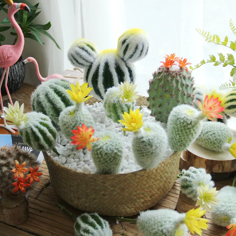 Artificial Plant Mini Cactus Flocking, Meaty and Realistic Texture Home Decoration for Meeting Room Desktop Decoration