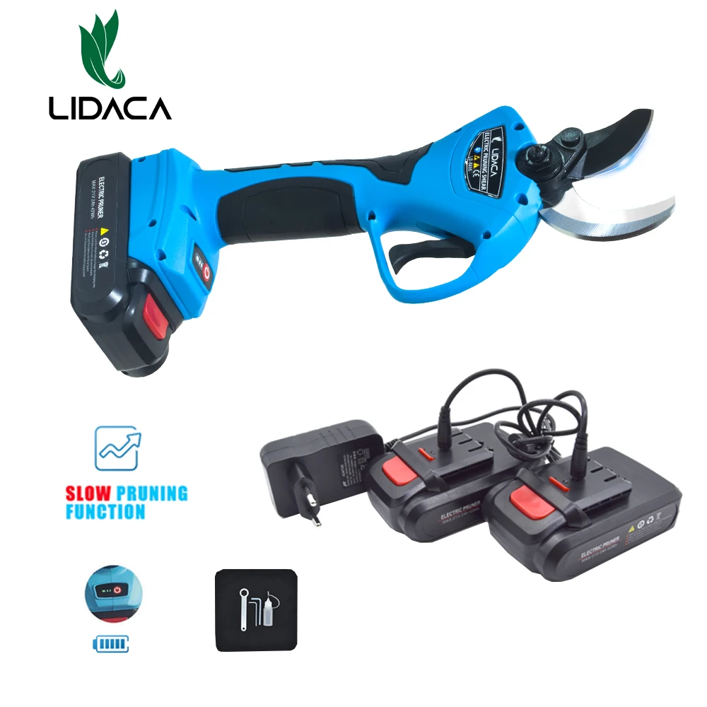 Lidaca-8605 battery Pruning Shear 40mm Progressive Cordless Efficient scissors Bonsai Electric Tree Branches garden tools