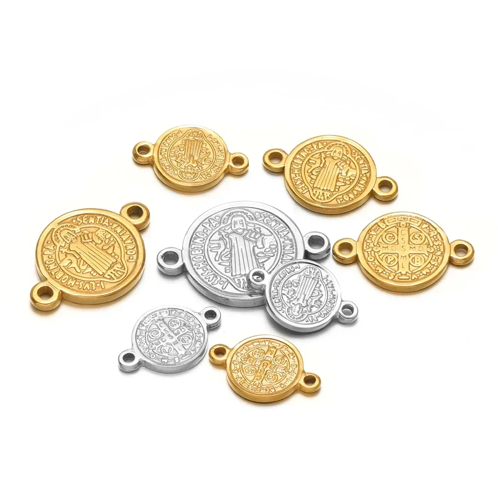 

5pcs Stainless Steel Gold Color Jesus Cross Charms Connectors for DIY Findings Necklace Components Jewelry Making Supplies
