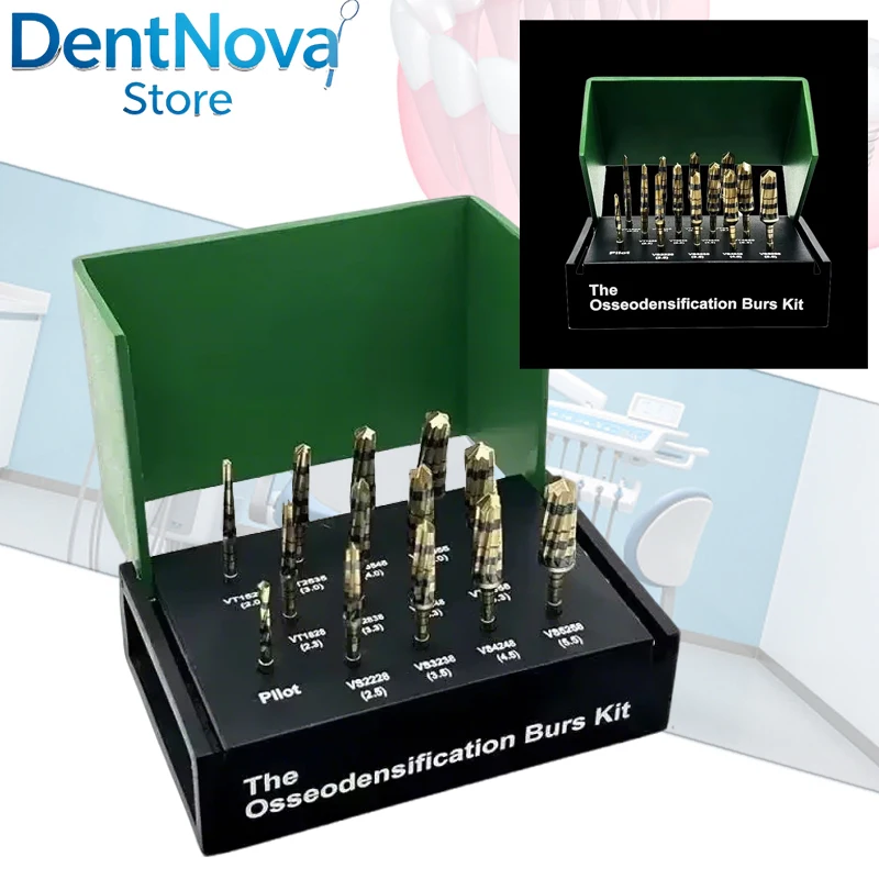 Dental Implant Drill Kit Osseodensification Burs Surgical Stainless Steel Bone Condensing Kit for Sinus Lift Oral Surgery