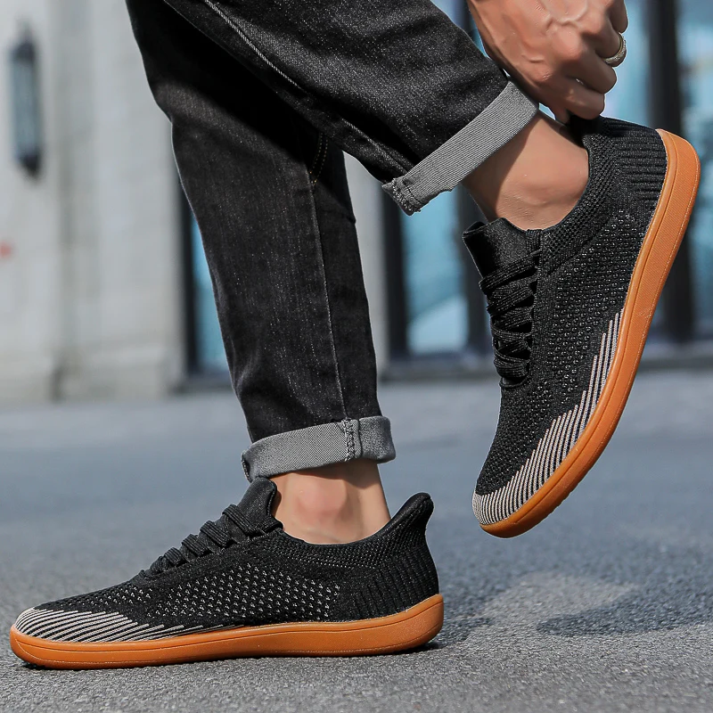 Summer Wide Shoes Men Barefoot Wide Toe Soft Soled Outdoor Jogging Lace Up Casual Sneaker Breathable Running Shoes Tenis Jeans