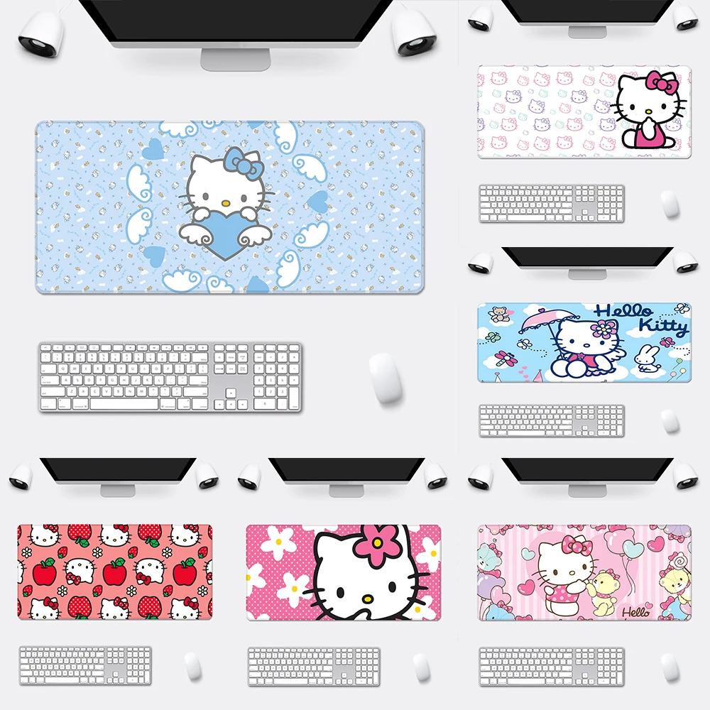 

Kawaii Hello Kitty Mousepad HD Printing Computer Gamers Locking Edge Non-slip Mouse Pad XXL90x40cm Keyboard PC Desk Pad