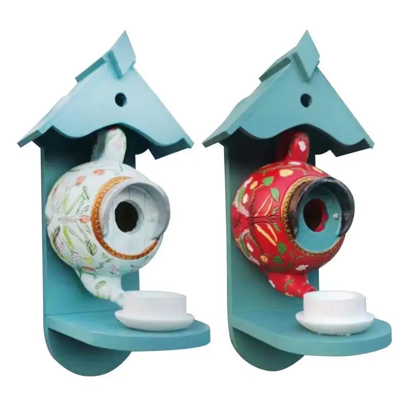 

Teapot Bird Houses Hummingbird Houses Bird Feeder Decoration Teapot Birdhouse For Outside Garden Crafts Decorative House Birds