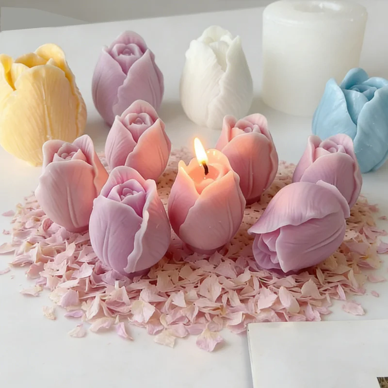 3D Tulips Candle Silicone Mold DIY  Flower Tulip Resin Plaster Decoration
