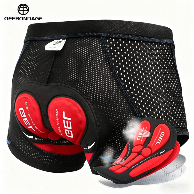 Fahrradshorts für Herren, atmungsaktive Mesh-Fahrradunterwäsche, 5D-Gel-Polsterung, stoßdämpfende MTB-Fahrradshorts, Fahrradbekleidung