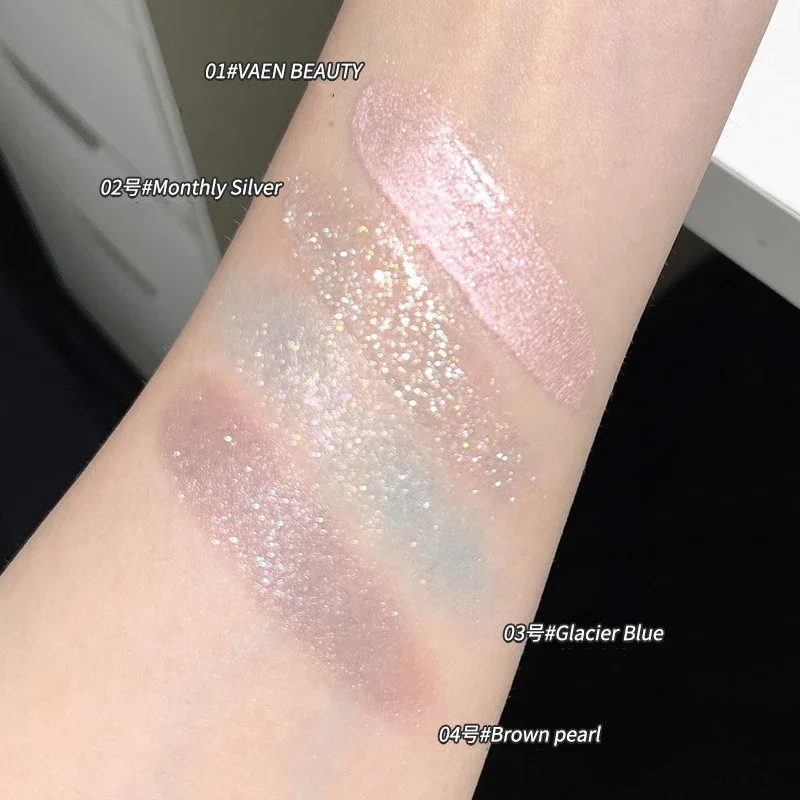 Glitzer flüssiger Lidschatten wasserdicht perlmutt glänzend Lidschatten aufhellen liegende Seidenraupe Make-up Highlight Mehrzweck kosmetik