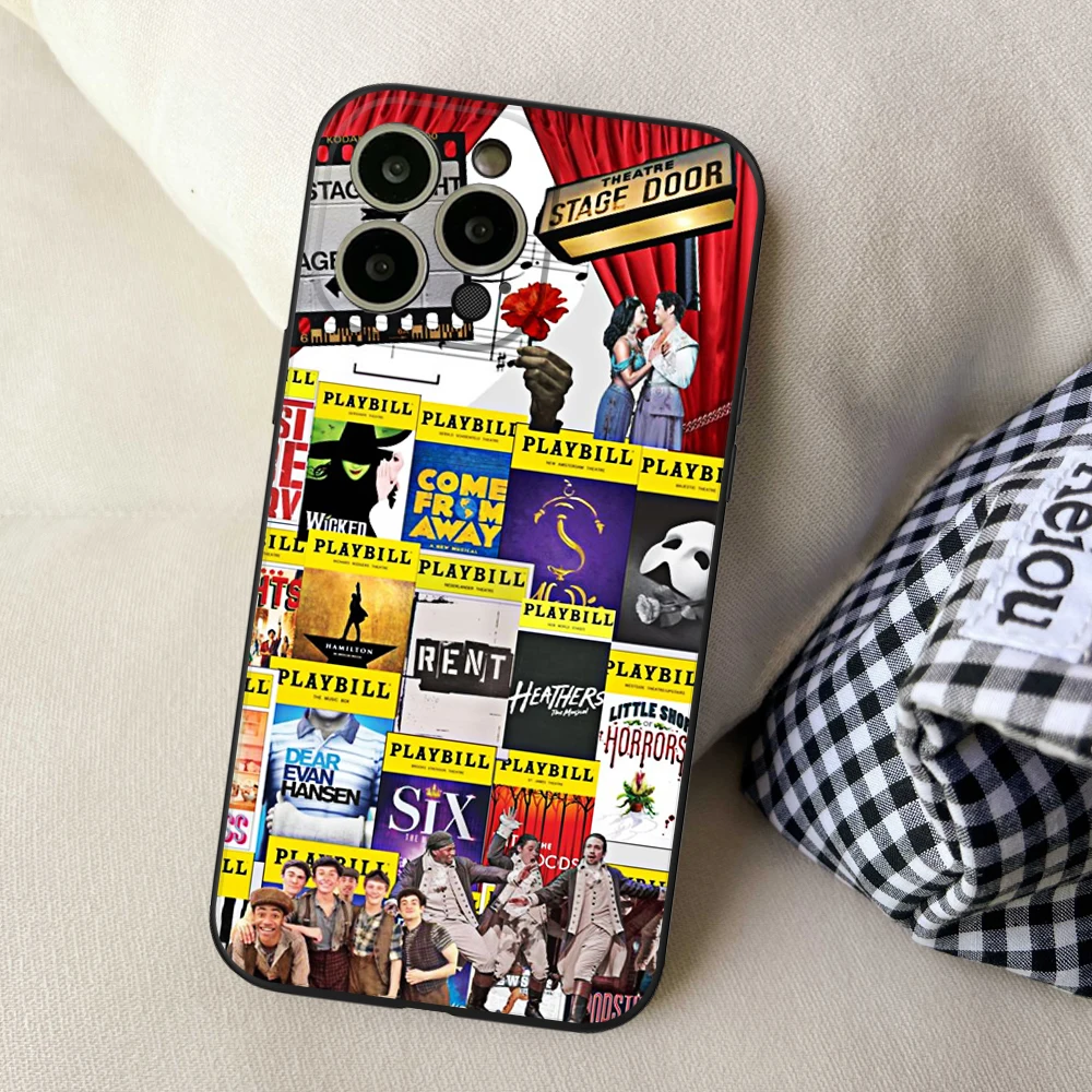 For IPhone 15 Broadway Musicals Collage Phone Case for IPhone 15 14 13 12 Pro XR XS 15 Plus Iphone Black Covers