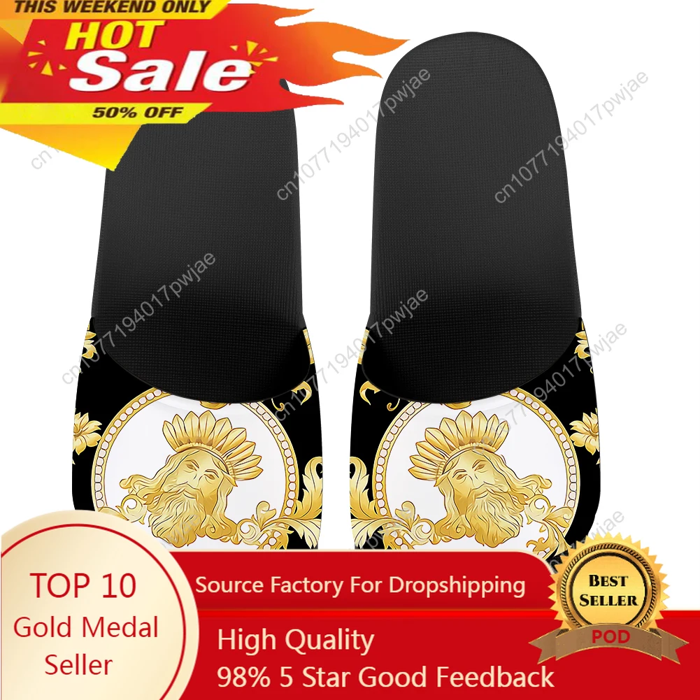 

Women Slippers Luxury Baroque Floral Pattern Outdoor Flip Flops Beach Home Slippers Sandals Female Shoes Chaussure Homme