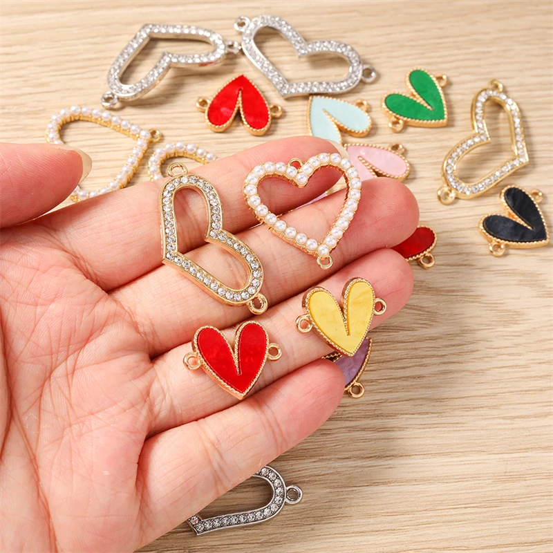 10 Stück Niedliche Metall-Herzanhänger für die Herstellung von DIY-Armbändern, Halsketten, Ohrringen, Handgemachtem Kunsthandwerk und Schmuckzubehör – Detail 1