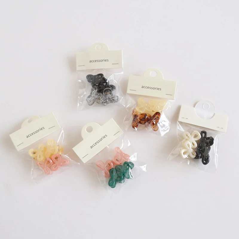 4Pcs/set Cute Jelly Color Transparent Mini Hair Claw Clip Fashion Bow Tie Sweet Girl Small Side Clamp Hairpin Hair Accessories