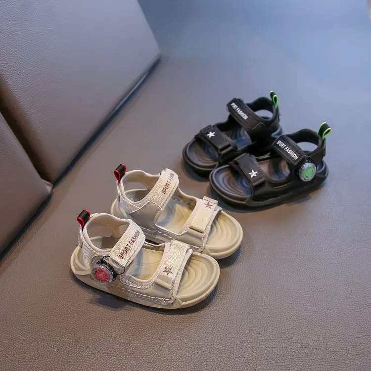 

Летние повседневные и модные спортивные сандалии для мальчиков для студентов, удобные и красивые с круглым носком, дышащие однотонные