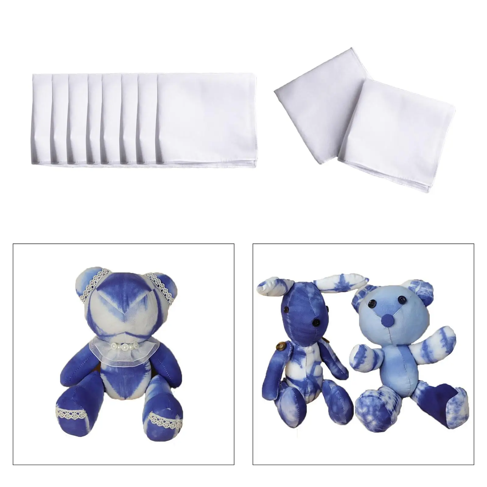 4 × 10 قطع من مربعات الجيب البيضاء، مناديل قطنية للصياغة والاصنع بنفسك