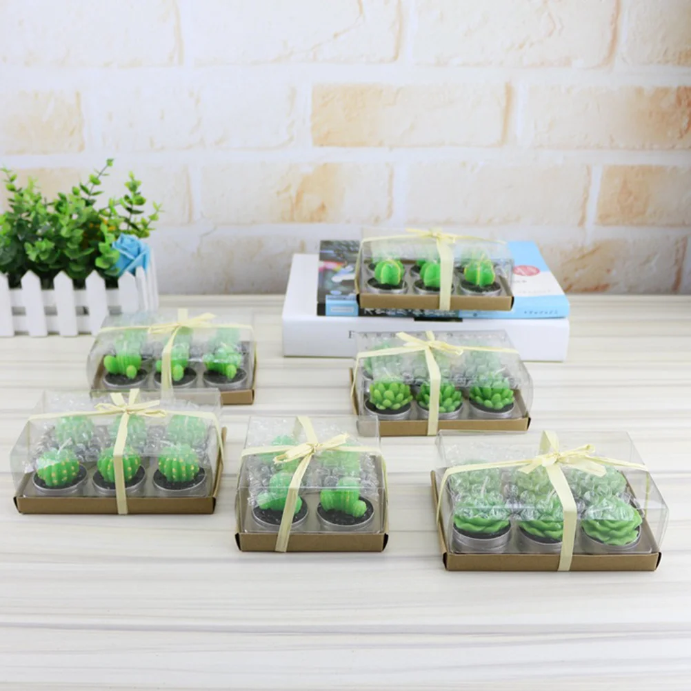 

6Pcs Succulent Plant Candles Realistic Handmade Tealight Candles for Home Office Party Decoration Spa Relaxation Gift