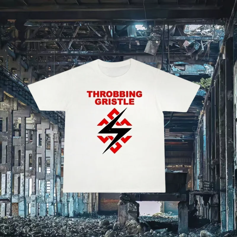 التجريبية الصناعية روك THROBBINGGRISTLE مطبوعة القطن تي شيرت الرجال والنساء موضة تنوعا فضفاضة قصيرة الأكمام