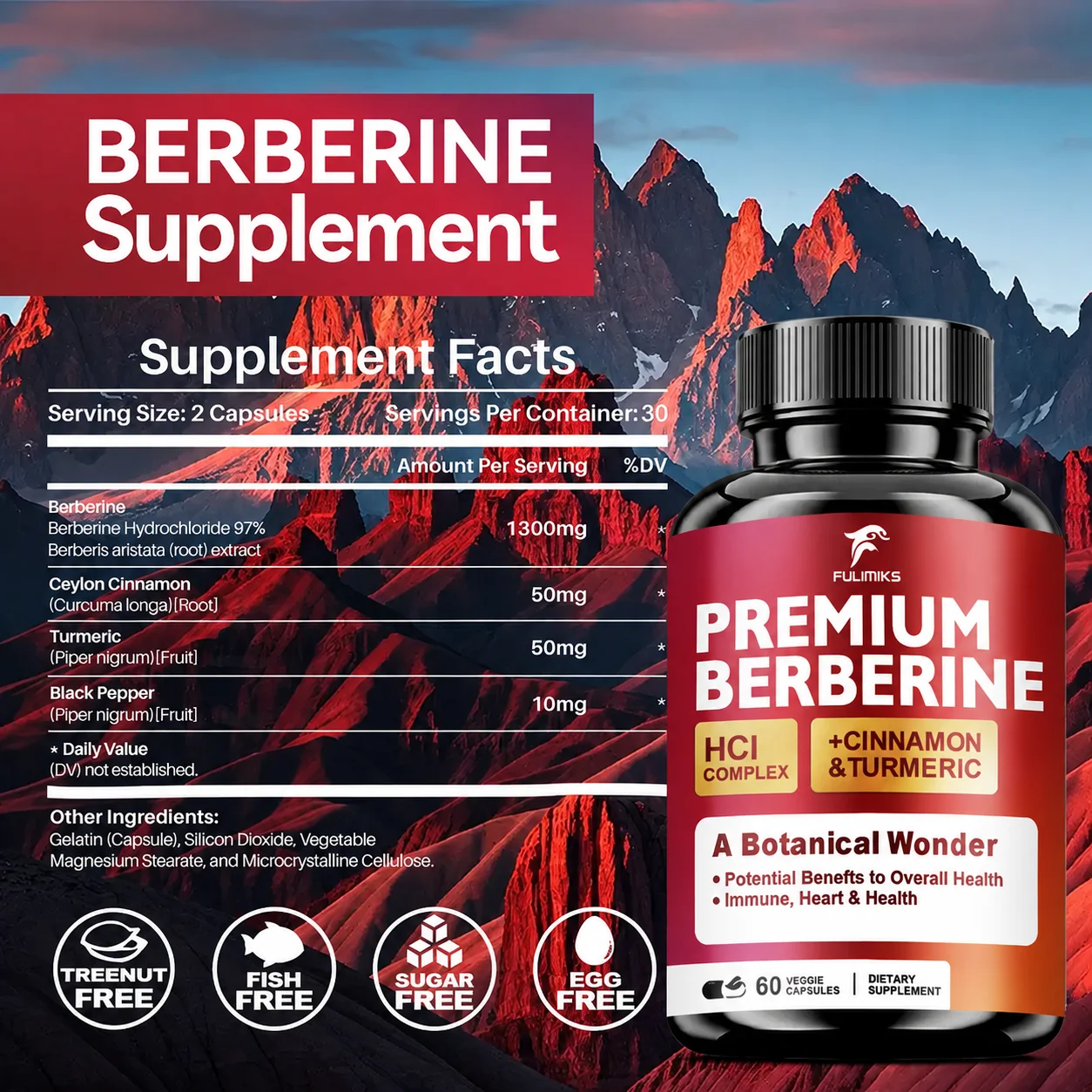 Berberine & Horse Chestnut Capsules 2 Pack, with Cinnamon, Rutin, Turmeric, L-Arginine, L-Citrulline, Black Pepper Extract, Advanced Herbal Supplement Supports Blood Circulation, Heart & Leg Health, Daily Wellness Care, Packaging May Vary