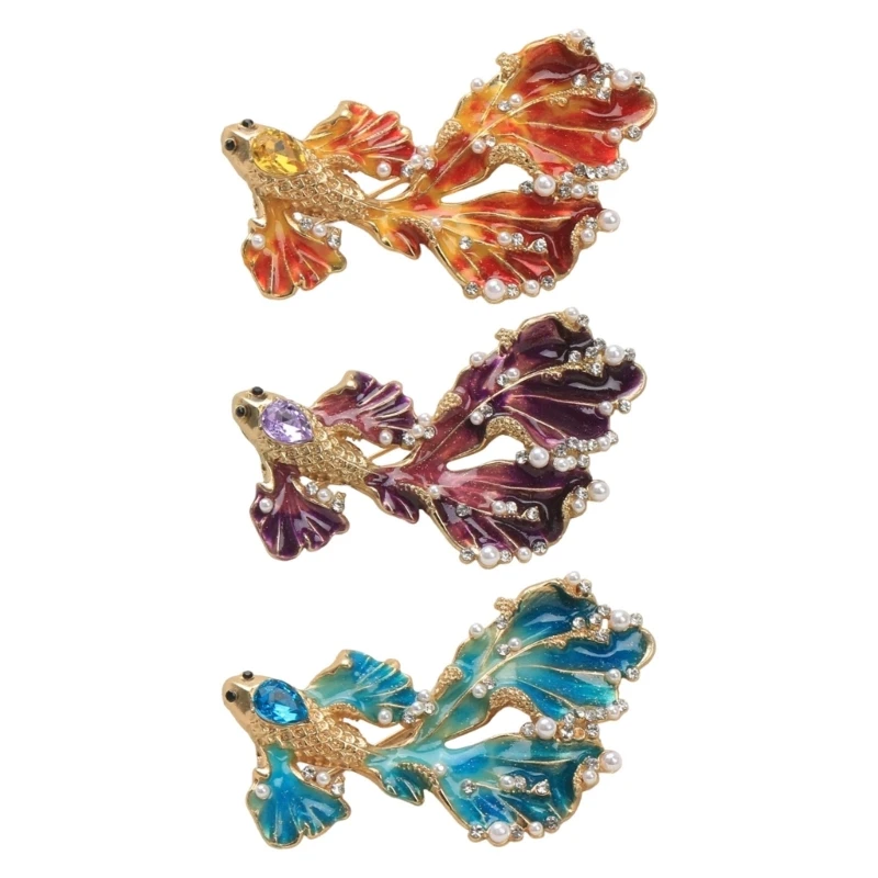 Unique Artistic Alloy Brooch Showcasing Long Tail Fish Vibrant Color for Ocean Themed Fashion and Artistic Expression