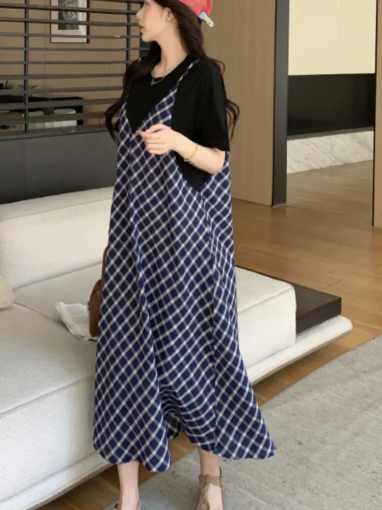 Nep tweedelige plus size zomer damesjurken satijn patchwork print vestidos vakantiestijl T-shirt vrouw jurk vrouwelijke kleding